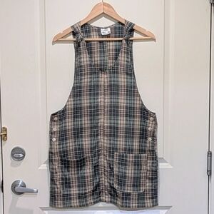 NWOT Beckwoman M/L 100% Cotton Plaid Overall Dress with Side Buttons
